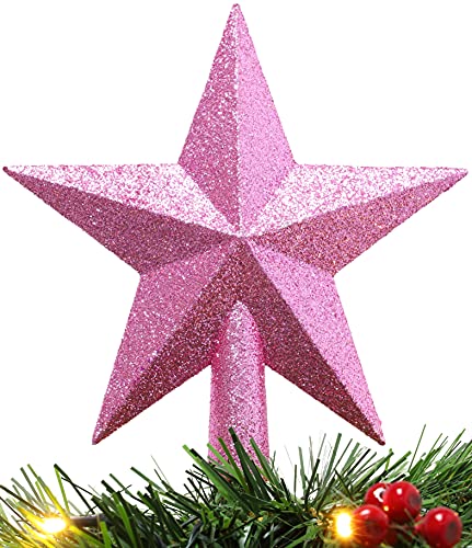 Christmas Concepts® 20cm Glitzer-Baumkronen-Sterndekoration – Weihnachtsbaumspitze (Babyrosa) von Christmas Concepts