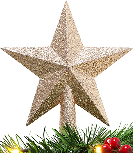 Christmas Concepts® 20cm Glitzer-Baumkronen-Sterndekoration – Weihnachtsbaumspitze (Champagner) von Christmas Concepts