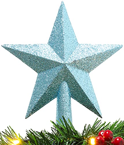 Christmas Concepts® 20cm Glitzer-Baumkronen-Sterndekoration – Weihnachtsbaumspitze (Eisblau) von Christmas Concepts