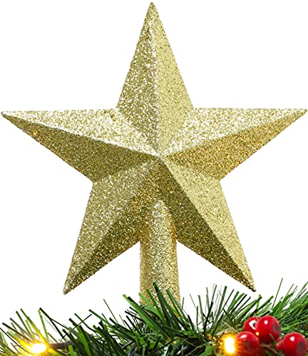 Christmas Concepts® 20cm Glitzer-Baumkronen-Sterndekoration – Weihnachtsbaumspitze (Gold) von Christmas Concepts