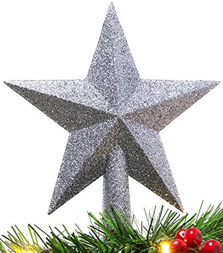 Christmas Concepts® 20cm Glitzer-Baumkronen-Sterndekoration – Weihnachtsbaumspitze (Graphit) von Christmas Concepts