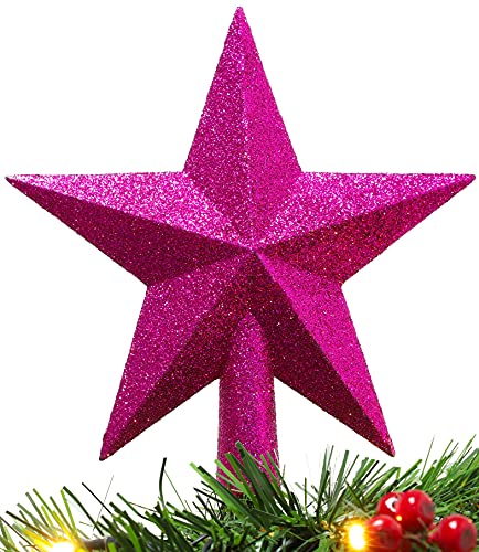 Christmas Concepts® 20cm Glitzer-Baumkronen-Sterndekoration – Weihnachtsbaumspitze (Hot Pink) von Christmas Concepts