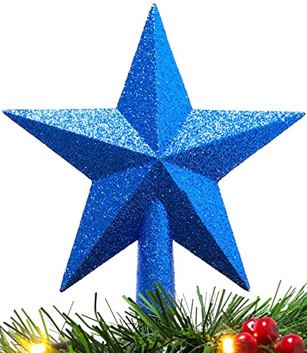 Christmas Concepts® 20cm Glitzer-Baumkronen-Sterndekoration – Weihnachtsbaumspitze (Königsblau) von Christmas Concepts