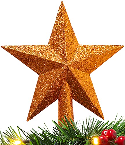 Christmas Concepts® 20cm Glitzer-Baumkronen-Sterndekoration – Weihnachtsbaumspitze (Kupfer) von Christmas Concepts
