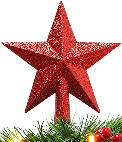 Christmas Concepts® 20cm Glitzer-Baumkronen-Sterndekoration – Weihnachtsbaumspitze (Rot) von Christmas Concepts