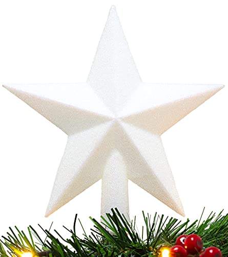 Christmas Concepts® 20cm Glitzer-Baumkronen-Sterndekoration – Weihnachtsbaumspitze (Weiß) von Christmas Concepts