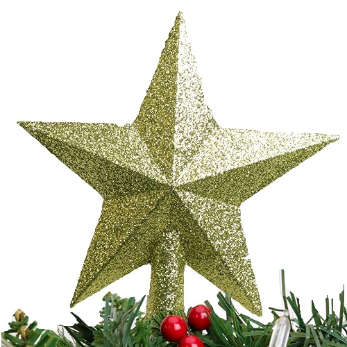 Christmas Concepts® 20cm Glitzer Baumspitze Stern Dekoration - Weihnachtsbaumspitze (Limettengrün) von Christmas Concepts