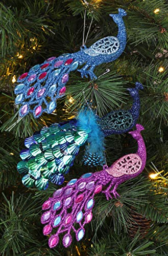 Christmas Concepts® 20cm Pfauendekoration - Lila, Türkis & Eisblau & Türkis - Schmuck, Weihnachtsdekoration, Kunststoff, Hängend, Weihnachtsschmuck von Christmas Concepts