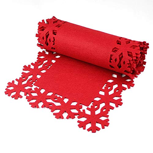 Christmas Concepts® 2M Luxus Tischläufer aus rotem Filz mit Schneeflockenrand - Weihnachtsgeschirr - Esszimmerzubehör von Christmas Concepts