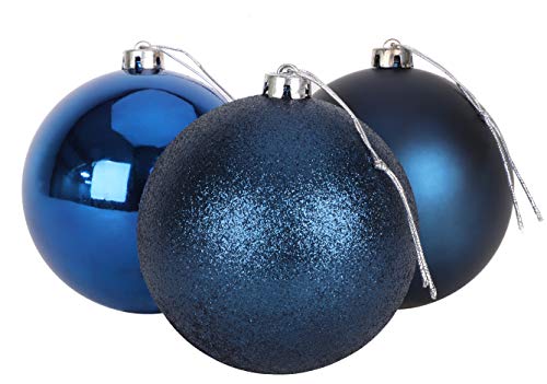 Christmas Concepts® 3-150mm extra große Kugeln - Glänzendes, Mattes und Glitter-Design - Weihnachtsschmuck (Mitternachtsblau) von Christmas Concepts