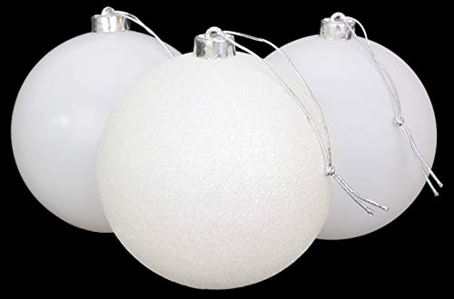 Christmas Concepts® 3-150mm extra große Kugeln - glänzendes, Mattes und Glitter-Design - Weihnachtsschmuck (weiß) von Christmas Concepts