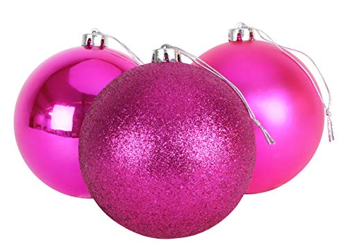 Christmas Concepts® 3-150mm extra große Kugeln - glänzendes, Mattes und Glitzer-Design - Weihnachtsschmuck (Pink) von Christmas Concepts