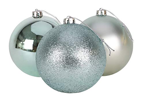 Christmas Concepts® 3er Pack - Extra große 150mm Christbaumkugeln - Glänzend, Matt & Glitterdekorierte Kugeln (Ice Blue) von Christmas Concepts
