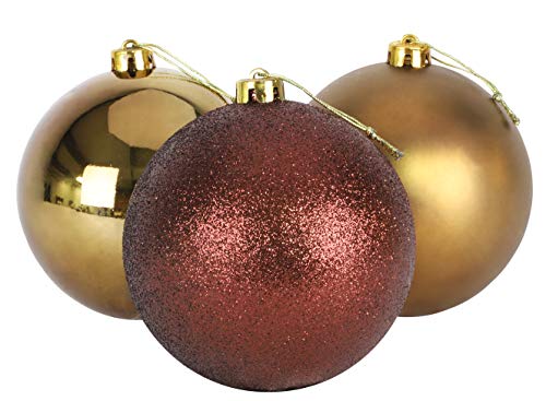 Christmas Concepts® 3er Pack - Extra große 150mm Christbaumkugeln - Glänzend, Matt & Glitterdekorierte Kugeln (Schokolade) von Christmas Concepts