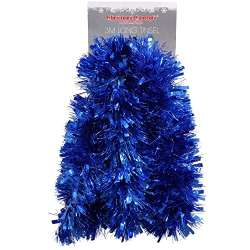 Christmas Concepts® 3m / 9.8ft Klobig/Feines Weihnachtslametta - Weihnachtsdekoration - Hochwertige Lametta (Blau) von Christmas Concepts