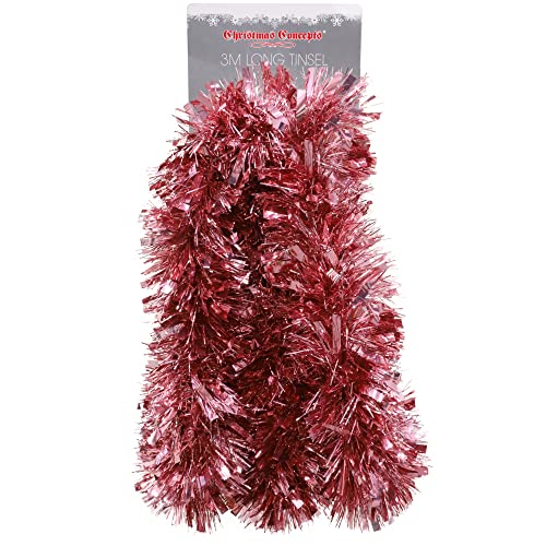 Christmas Concepts® 3m / 9.8ft Klobig/Feines Weihnachtslametta - Weihnachtsdekoration - Hochwertige Lametta (Erröten Rosa) von Christmas Concepts