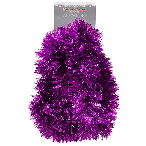Christmas Concepts® 3m / 9.8ft Klobig/Feines Weihnachtslametta - Weihnachtsdekoration - Hochwertige Lametta (Lila) von Christmas Concepts