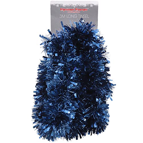 Christmas Concepts® 3m / 9.8ft Klobig/Feines Weihnachtslametta - Weihnachtsdekoration - Hochwertige Lametta (Mitternachtsblau) von Christmas Concepts