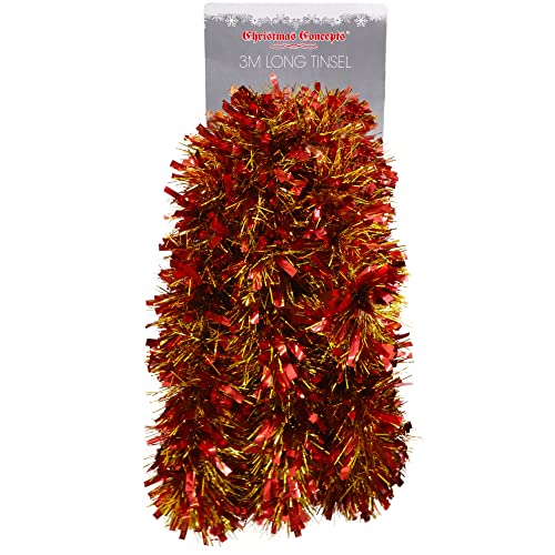 Christmas Concepts® 3m / 9.8ft Klobig/Feines Weihnachtslametta - Weihnachtsdekoration - Hochwertige Lametta (Rotes Gold) von Christmas Concepts