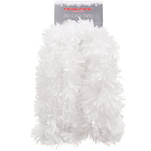 Christmas Concepts® 3m / 9.8ft Klobig/Feines Weihnachtslametta - Weihnachtsdekoration - Hochwertige Lametta (Weiß) von Christmas Concepts
