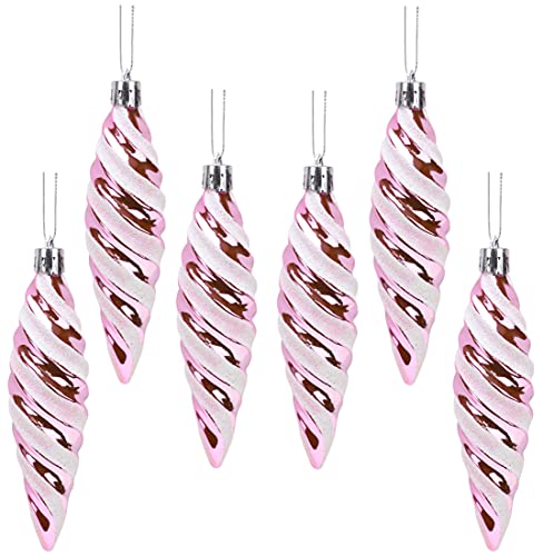 Christmas Concepts® 6er-Pack – 110 mm große spiralförmige Kugeln – glänzend & glitzernd – Christbaumschmuck von Christmas Concepts
