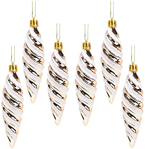 Christmas Concepts® 6er-Pack – 110 mm große spiralförmige Kugeln – glänzend & glitzernd – Christbaumschmuck von Christmas Concepts