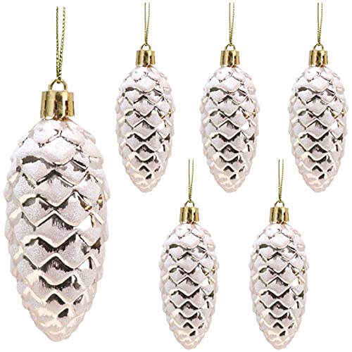 Christmas Concepts® 6er-Pack – 90 mm glänzende und glitzernde Tannenzapfen-Kugeln – Christbaumschmuck von Christmas Concepts