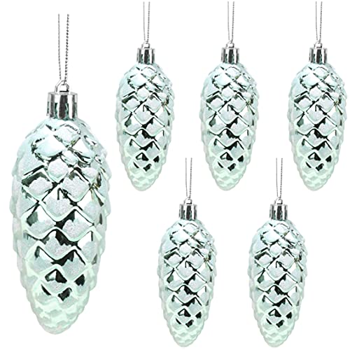 Christmas Concepts® 6er-Pack – 90 mm glänzende und glitzernde Tannenzapfen-Kugeln – Christbaumschmuck von Christmas Concepts