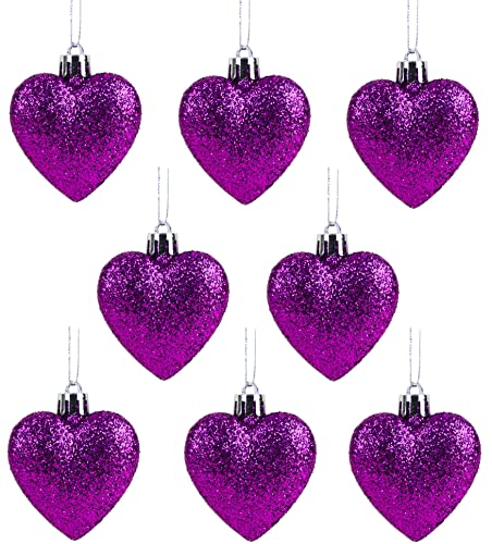 Christmas Concepts® 8 x 60mm Lila Glitter Herz formte Weihnachtsbaum-Flitter von Christmas Concepts
