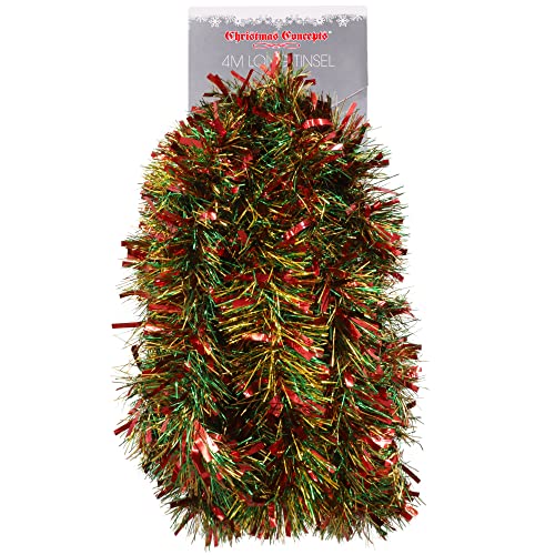 Christmas Concepts® Chunky/Fine Weihnachten Lametta -4 Meter - Weihnachtsdekoration (ROT/Grun/Gold) von Christmas Concepts