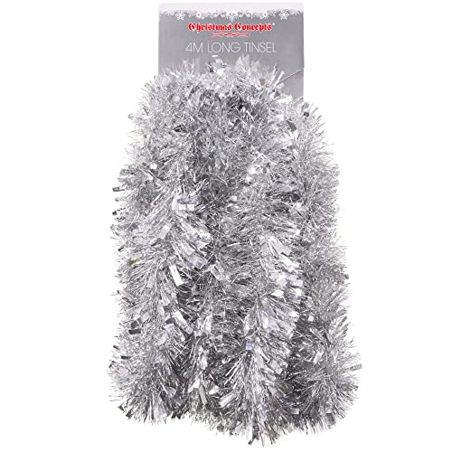 Christmas Concepts® Chunky/Fine Weihnachten Lametta -4 Meter - Weihnachtsdekoration (Silber) von Christmas Concepts