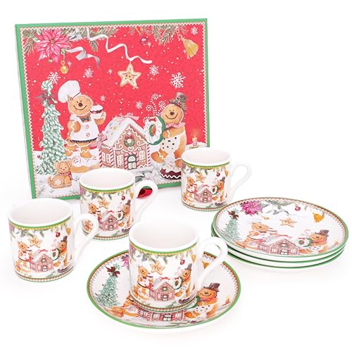 Christmas Concepts® Lebkuchen-Deluxe-Keramikgeschirr-Serie (Espresso-Tasse und Untertasse) von Christmas Concepts