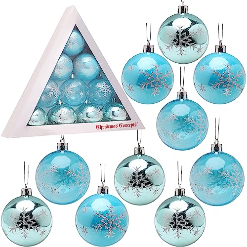 Christmas Concepts® Packung mit 10-60 mm Christbaumkugeln - Glänzend, Perle & Transparent Schneeflocke Dekoriert Christbaumkugeln (Ice Blue) von Christmas Concepts