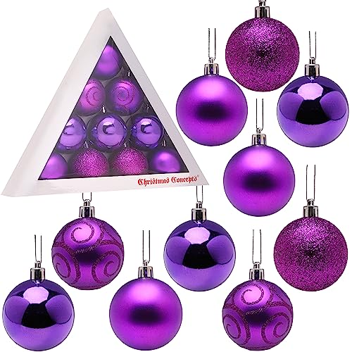 Christmas Concepts® Packung mit 10-60 mm Shatterproof Flitter - Weihnachtsbaum-Flitter (Lila) von Christmas Concepts