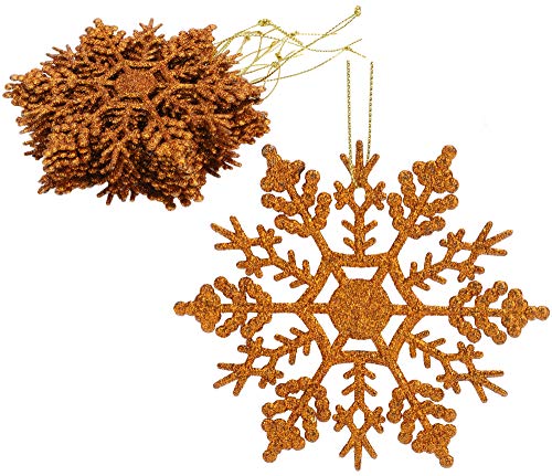 Christmas Concepts® Packung mit 12-10 cm Glitter Schneeflocke zum Aufhängen - Weihnachtsschmuck… (Kupfer) von Christmas Concepts