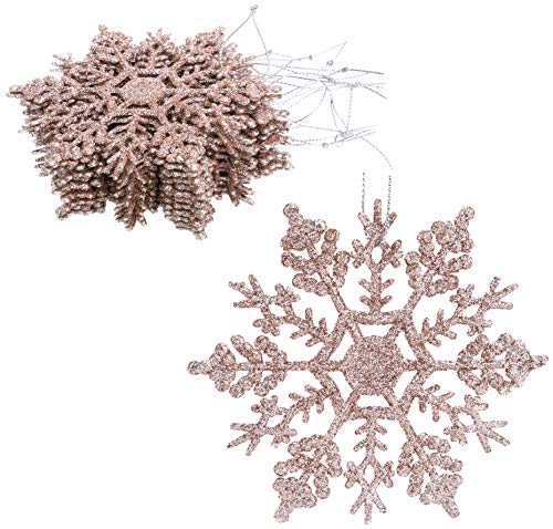 Christmas Concepts® Packung mit 12-10 cm Glitter Schneeflocke zum Aufhängen - Weihnachtsschmuck… (Roségold) von Christmas Concepts