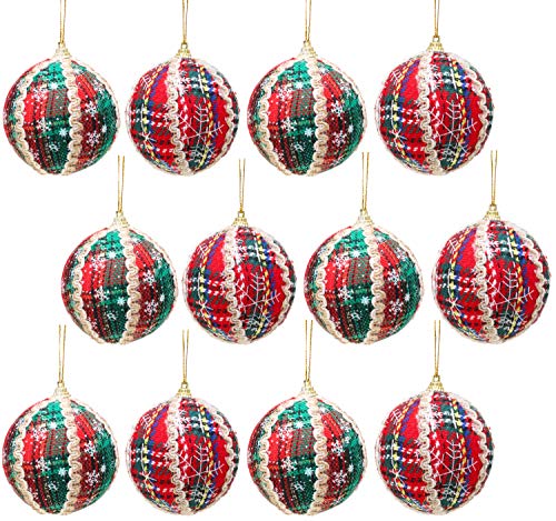 Christmas Concepts® Packung mit 12-8 cm traditionellen Tartan-Weihnachtskugeln - Luxus-Weihnachtsdekoration von Christmas Concepts