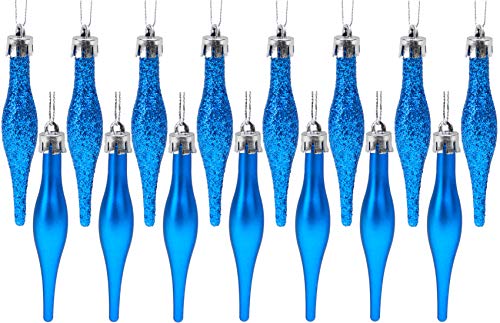 Christmas Concepts® Packung mit 15-8,5 cm Tröpfchenkugeln - Matt- und Glitterdesign - Weihnachtskugeln (Königsblau) von Christmas Concepts