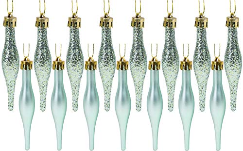 Christmas Concepts® Packung mit 15-8,5 cm Tröpfchenkugeln - Matt- und Glitterdesign - Weihnachtskugeln… (Minzgrün) von Christmas Concepts