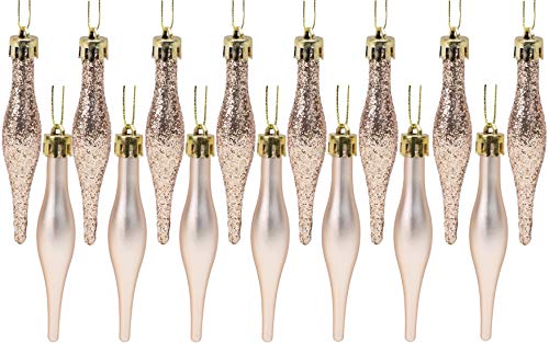 Christmas Concepts® Packung mit 15-8,5 cm Tröpfchenkugeln - Matt- und Glitzer-Design - Weihnachtskugeln (Champagner-Gold) von Christmas Concepts