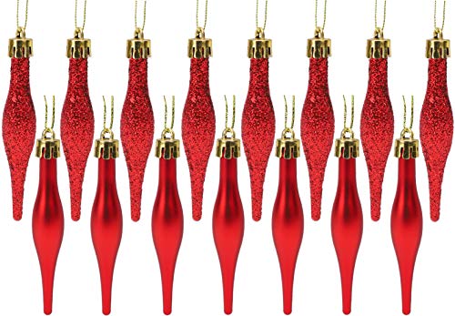 Christmas Concepts® Packung mit 15-8,5 cm Tröpfchenkugeln - Matt- und Glitzer-Design - Weihnachtskugeln (Rot) von Christmas Concepts