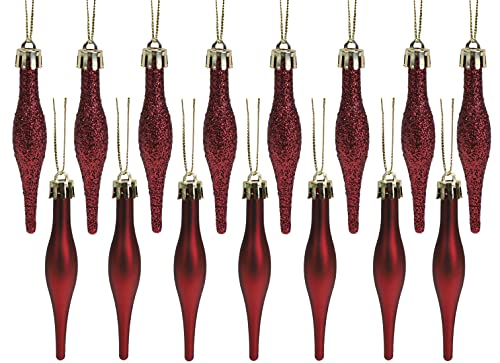 Christmas Concepts® Packung mit 15-8,5 cm Tropfenkugeln - Matt & Glitzer Design - Weihnachtskugeln (Rioja Rot) von Christmas Concepts