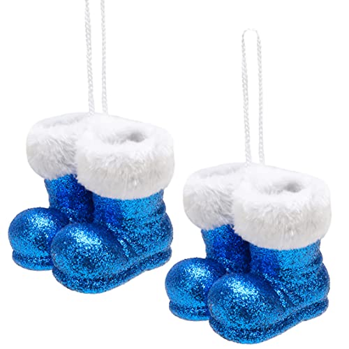 Christmas Concepts® Packung mit 2–10 cm Glitzer hängenden Weihnachtsstiefeln mit weißem Fellbesatz – Christbaumschmuck/Christbaumkugeln (Königsblau) von Christmas Concepts