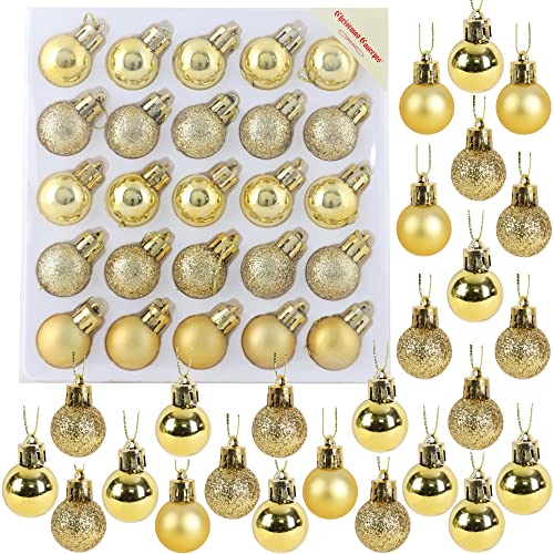 Christmas Concepts® Packung mit 25 Glänzend, Matt & Glitter Mini Weihnachtsbaum-Flitter (Gold) von Christmas Concepts