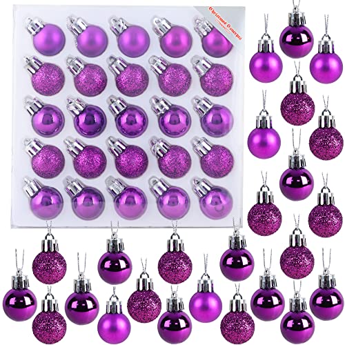 Christmas Concepts® Packung mit 25 Glänzend, Matt & Glitter Mini Weihnachtsbaum-Flitter (Purple) von Christmas Concepts