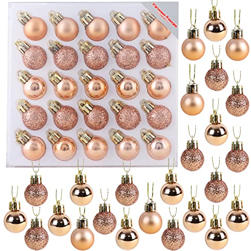 Christmas Concepts® Packung mit 25 Glänzend, Matt & Glitter Mini Weihnachtsbaum-Flitter (Rose Gold) von Christmas Concepts