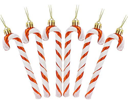 Christmas Concepts® Packung mit 6-13 cm Glitzer-Zuckerstangen-Christbaumschmuck (Kupfer & Weiß) von Christmas Concepts