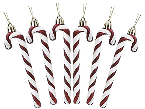 Christmas Concepts® Packung mit 6-13 cm Glitzer-Zuckerstangen-Christbaumschmuck (Riojarot) von Christmas Concepts