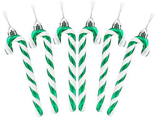 Christmas Concepts® Packung mit 6-13 cm Glitzer-Zuckerstangen-Christbaumschmuck (Smaragdgrün) von Christmas Concepts
