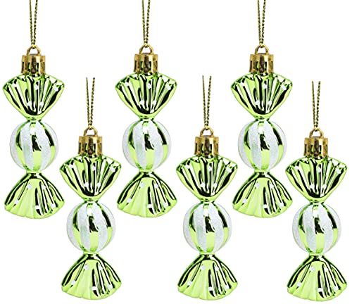 Christmas Concepts® Packung mit 6-8cm Mini-Kugeln in süßer Form – Glänzend & Glitzerverziert – Christbaumschmuck (Limonengrün) von Christmas Concepts